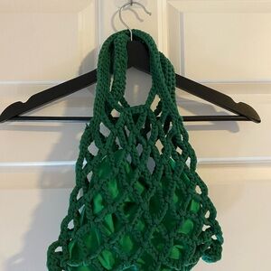 NWOT Green Knitted Tote Bag